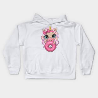 Unicorn with donut Kids Hoodie